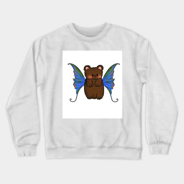 Fairy Bear With Blue/Green/Orange Wings Crewneck Sweatshirt by Ethereal Vagabond Designs